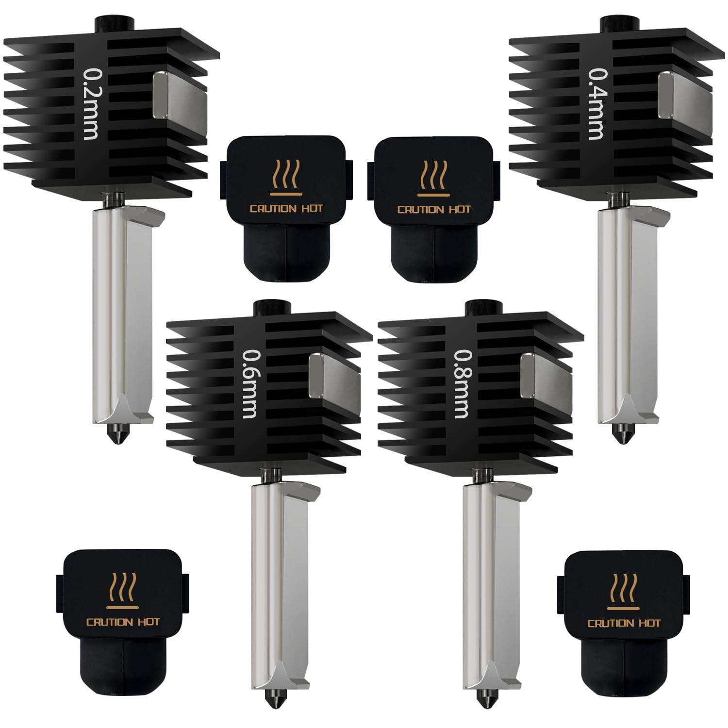 4 PCS A1 Mini/A1/A2L 0.2/0.4/0.6/0.8MM Hotend Kits Hardened Steel Nozzle | Re...