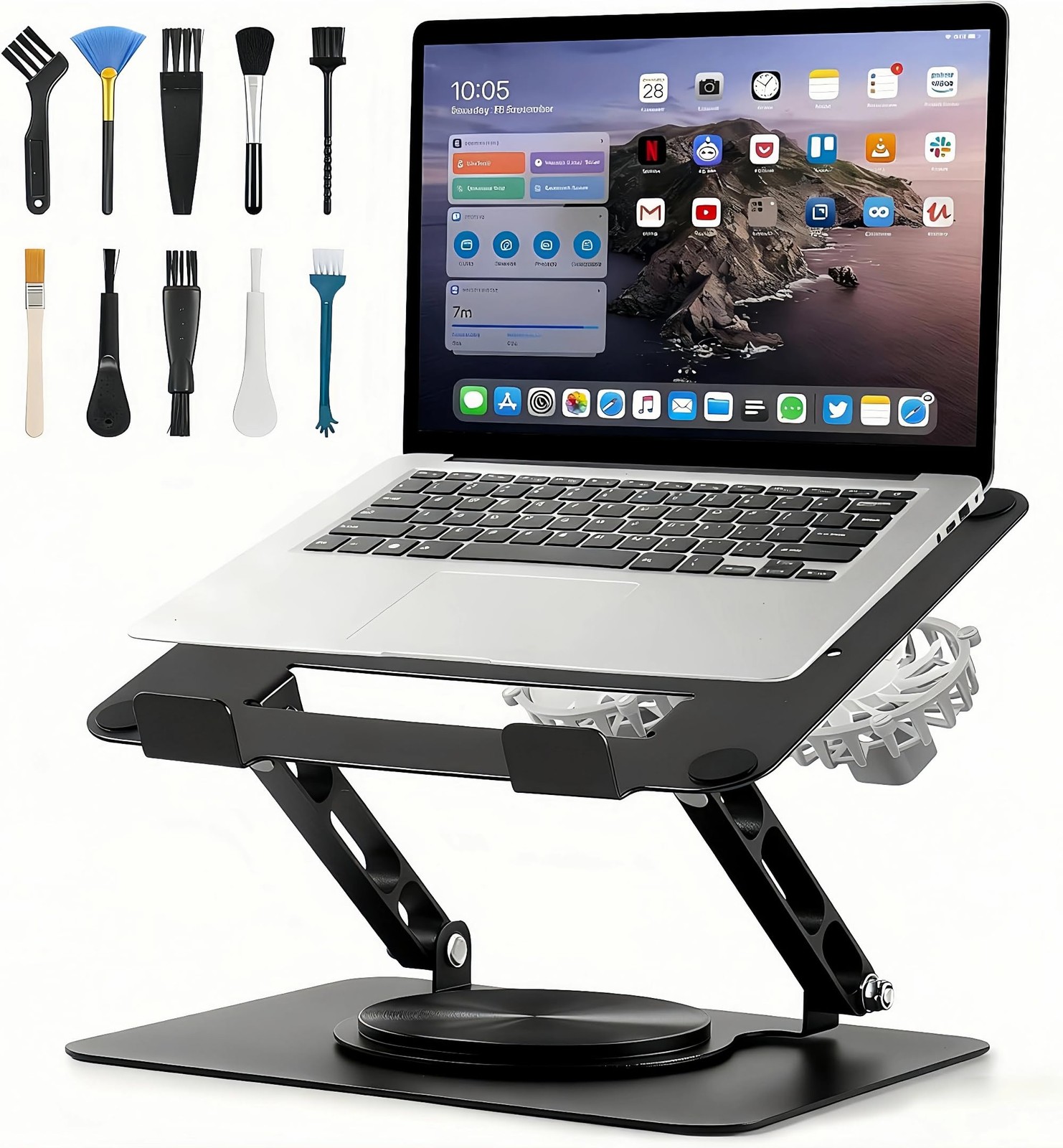 Laptop Cooling Stand 2 Detachable Fans 360 Rotating Riser Fits 1017.3 Inch
