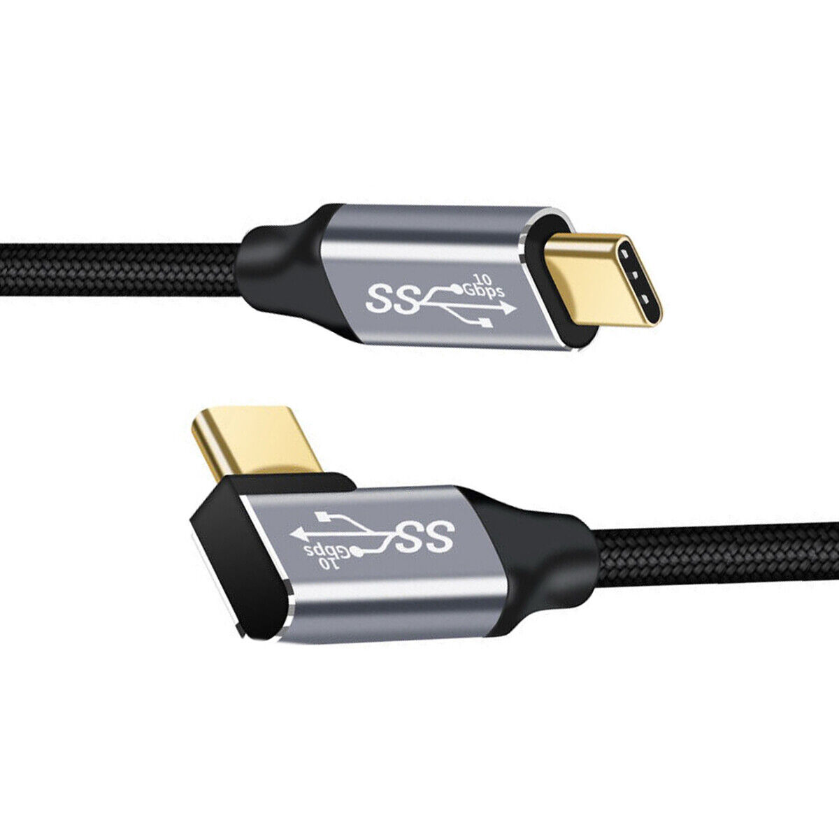 Jimier USB-C TypeC Male to USB-C Male 90 Degree USB3.1 10Gbps PD 100W Data Cable