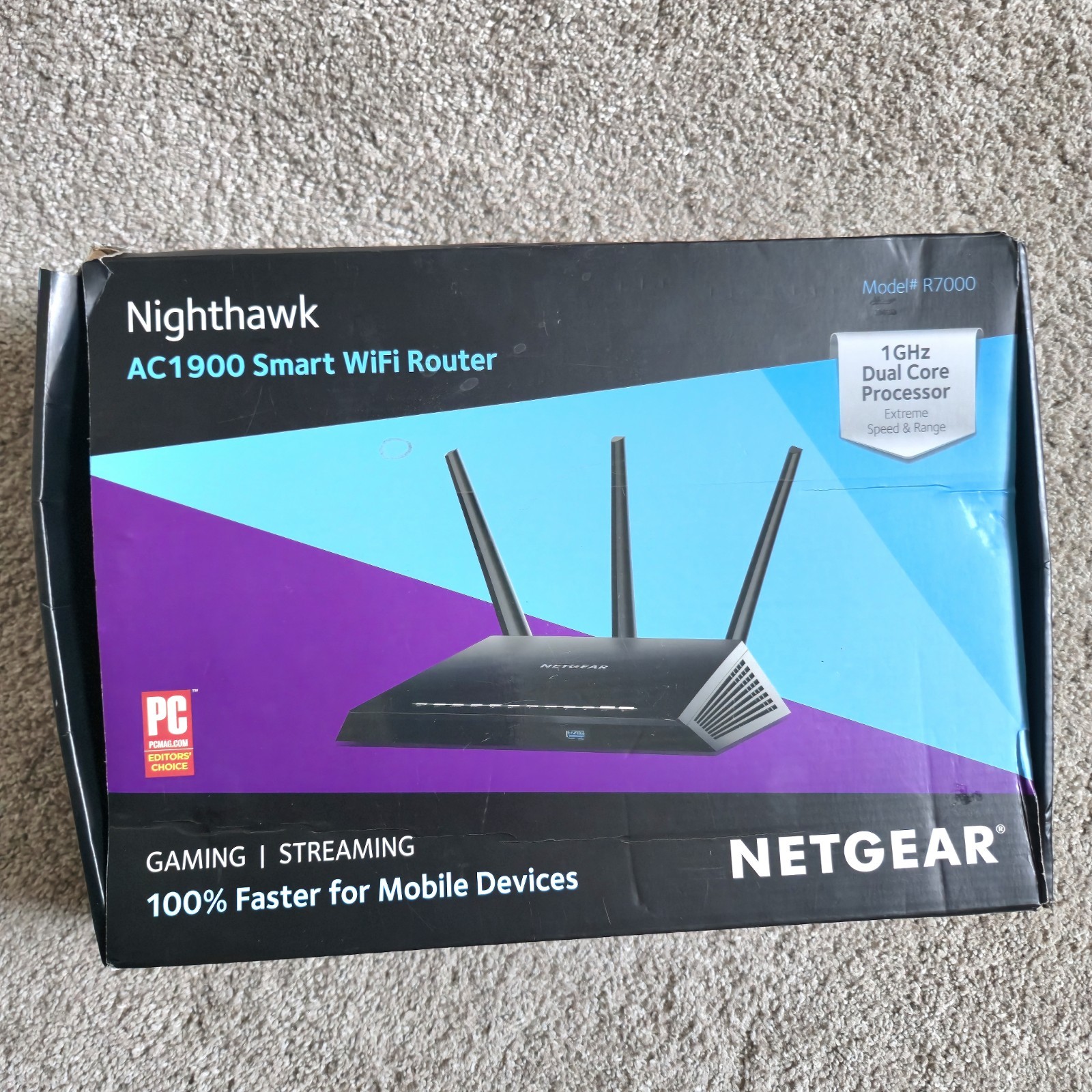 NETGEAR Nighthawk AC1900 Smart WiFi Router R7000 Dual Core Processor 1GHz