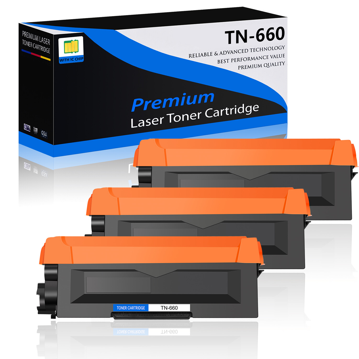 3PK TN660 TN-660 Toner Cartridge For Brother MFC-L2705DW MFC-L2707DW MFC-L2740DW