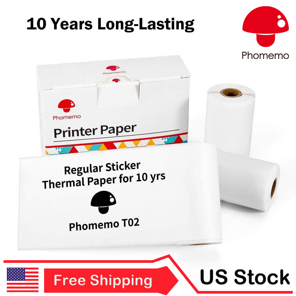 White Self-Adhesive 10yrs Long-Lasting Thermal Sticker Paper for Phomemo T02 M02