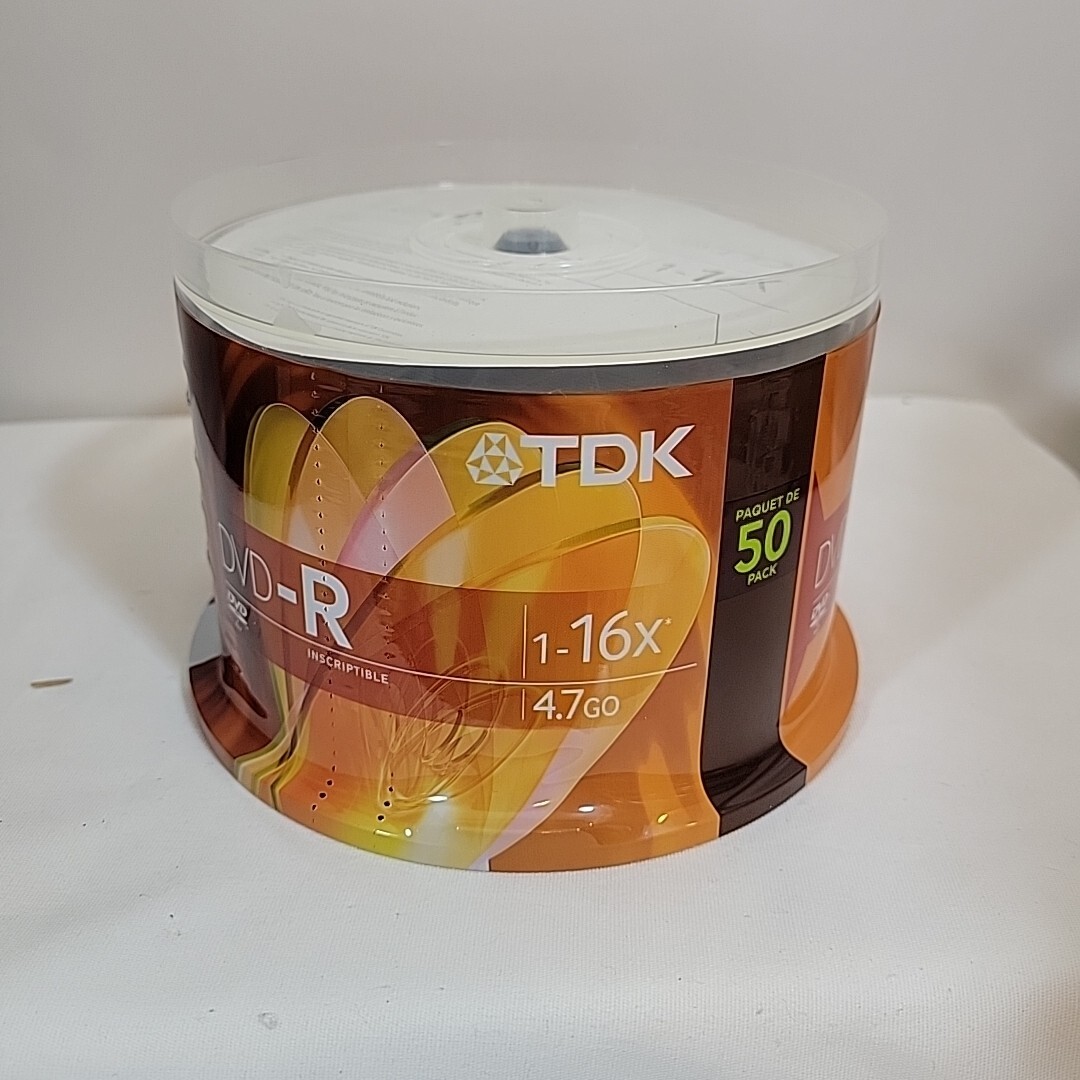 TDK DVD-R 50 Pack 1-16x 4.7GB Blank Recordable Discs Spindle Pack New Sealed