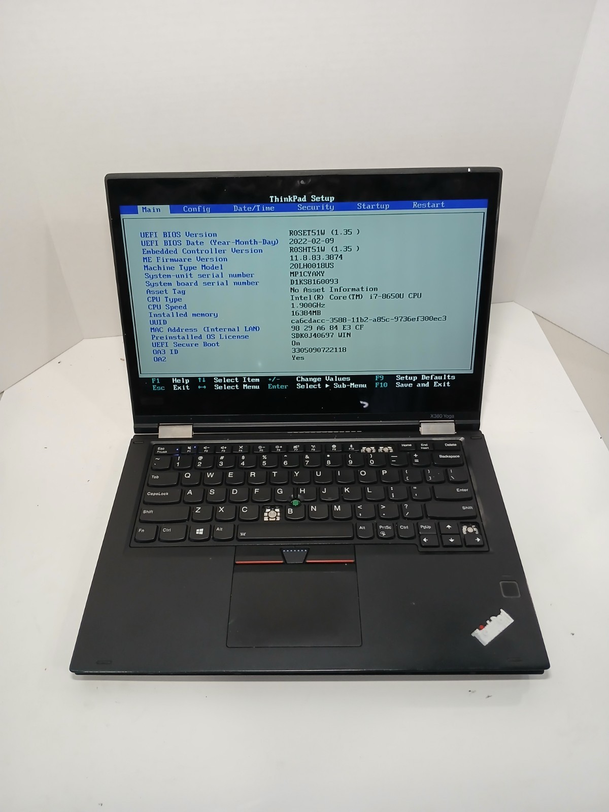 Lenovo ThinkPad X380 Yoga Laptop i7-8650U 1.9GHz 16GB NO OS/SSD *READ* #97