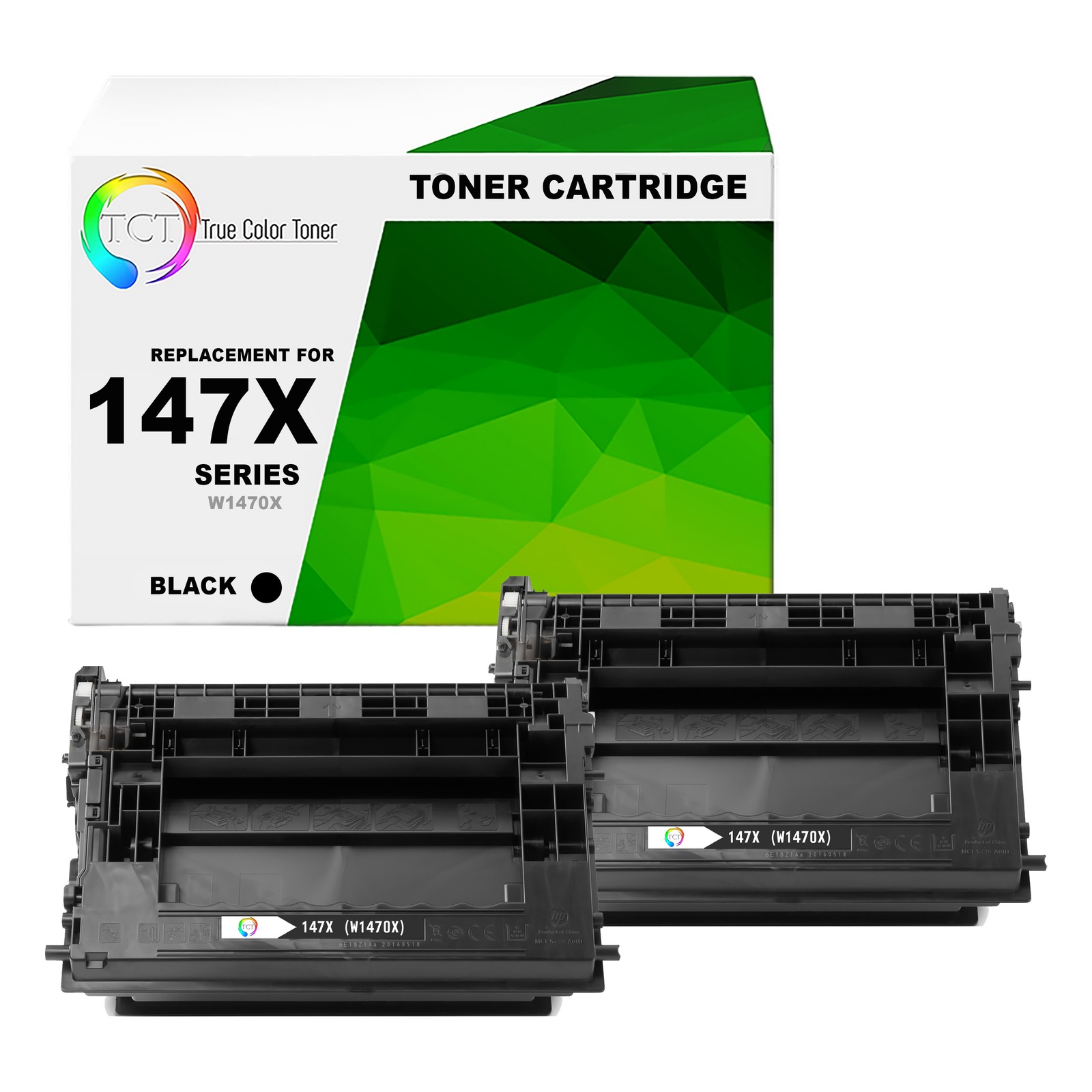 2Pk TCT Premium 147X W1470X Black HY for Compatible HP MFP M634h Toner Cartridge