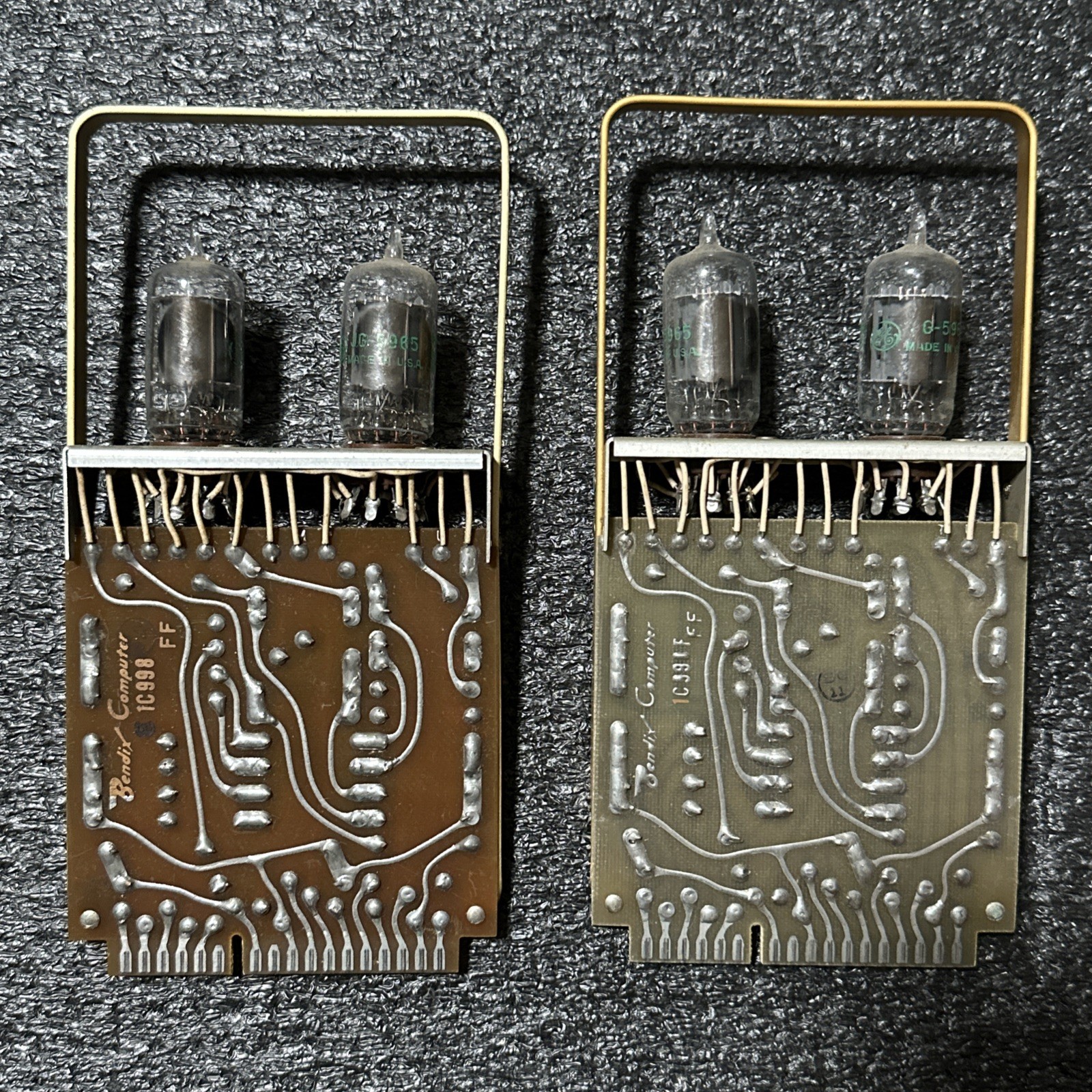 Bendix G-15 Computer "FF" Flip Flop Gold Handle Board w/Two 5965 Tubes Lot Of 2
