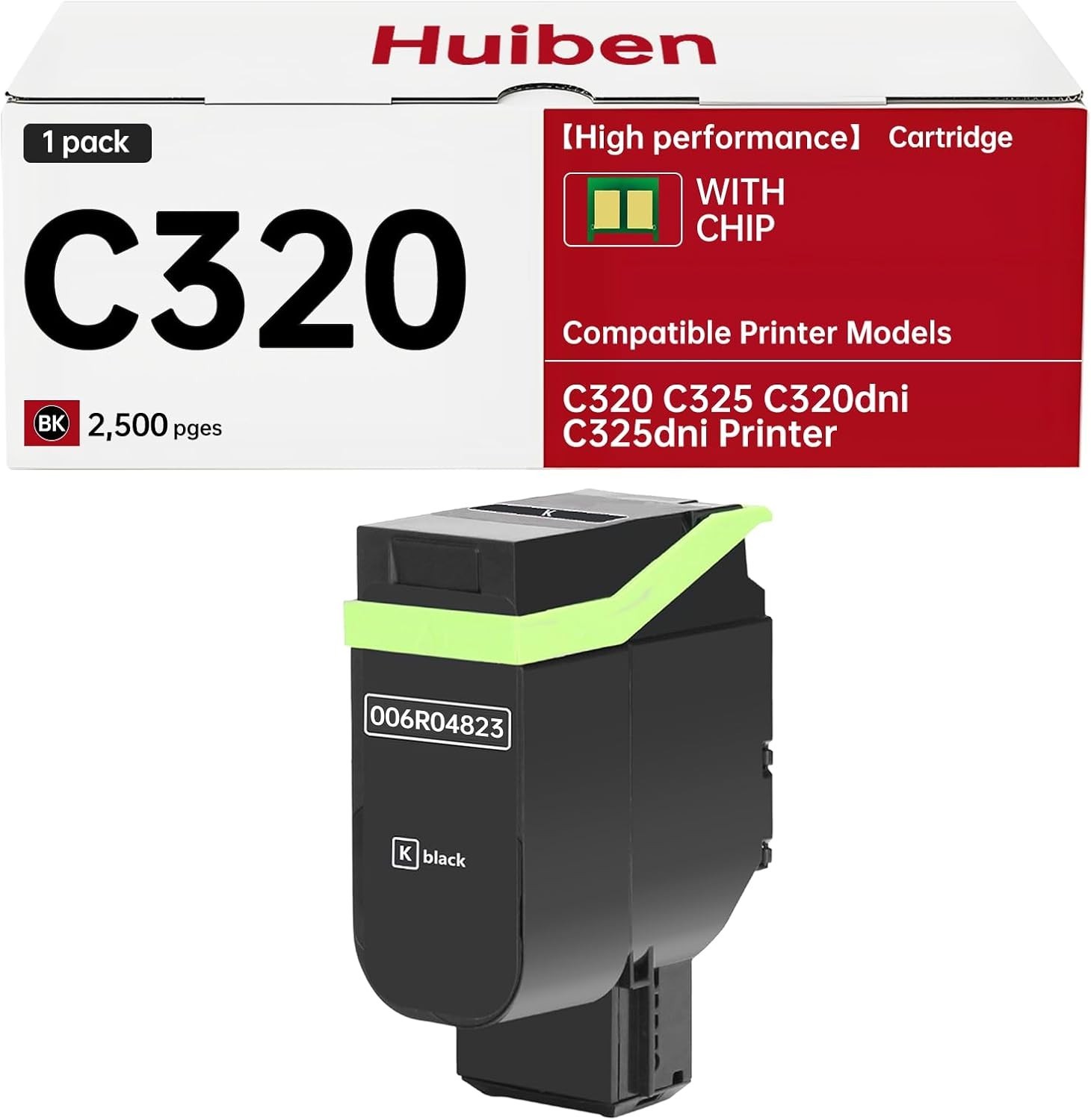 C320-BK Black Toner Cartridge (2,200 Pages)- 006R04823 Compatible for Xerox Kit