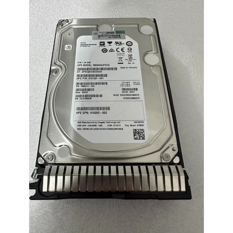 HPE 820033-001 8TB 819203-B21 6G MidLine LFF 3.5" SATA 7.2K SC 512E DS HDD
