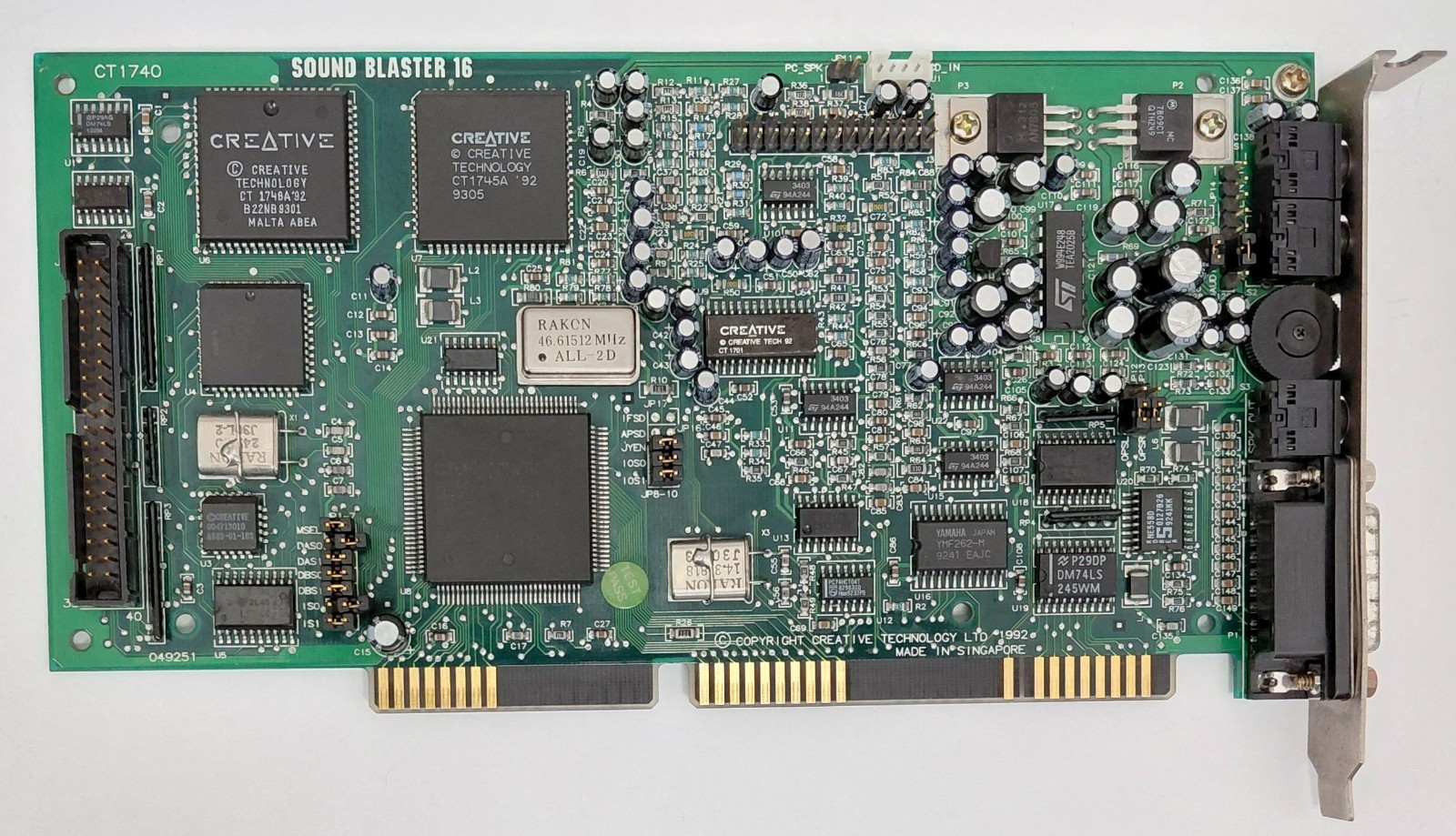 Creative Sound Blaster 16 ISA Sound Card (CT1740, Panasonic, OPL3, Retro, 1993)