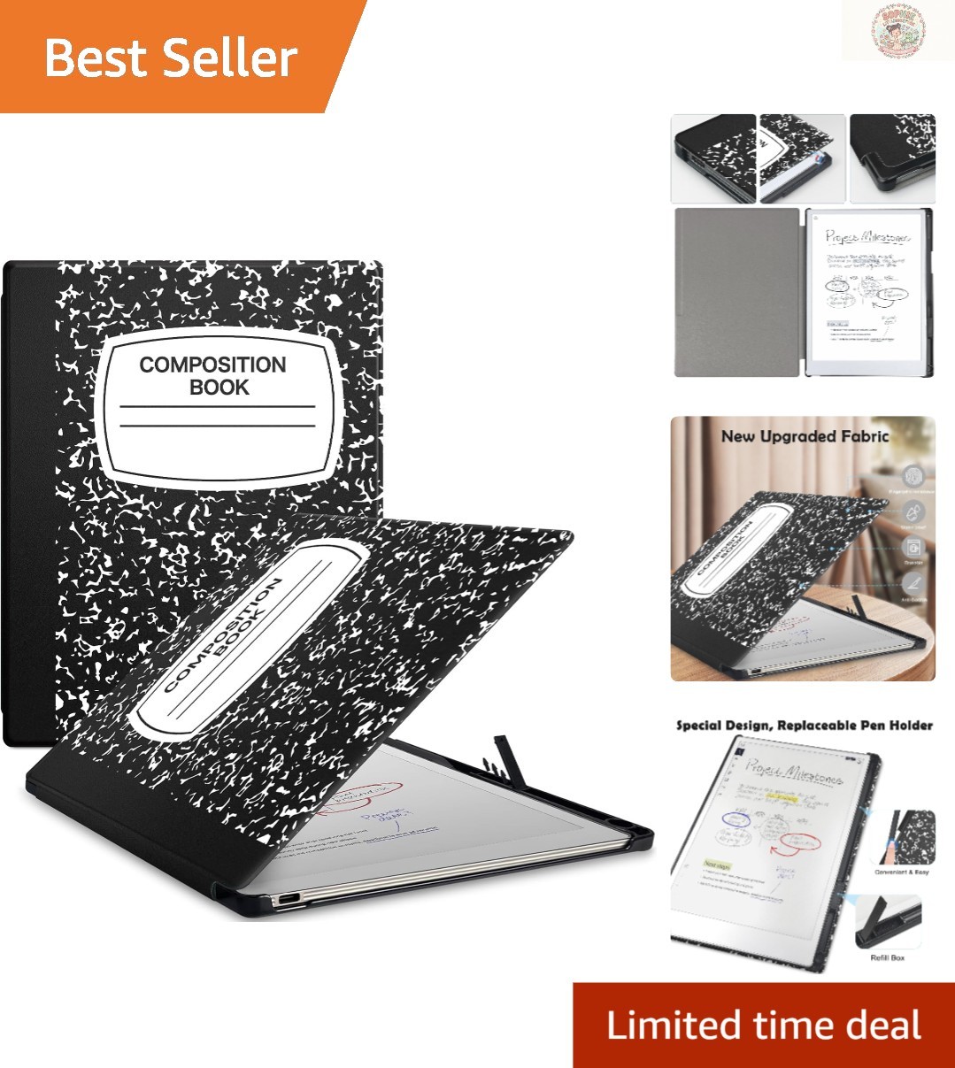 Stylish Book Cover Case for Remarkable Paper Pro with Pen Holder 11.8