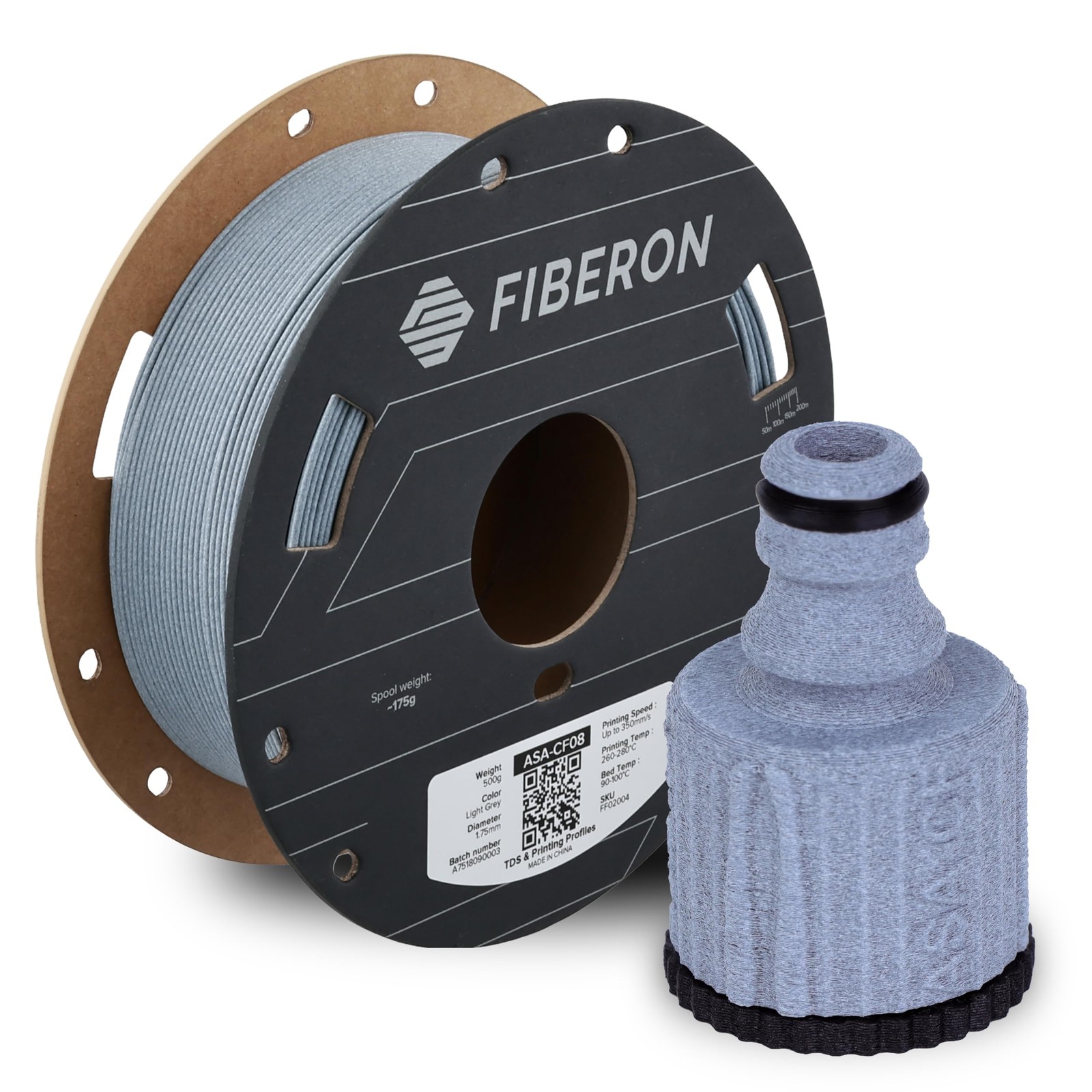 Polymaker Fiberon ASA-CF08 Light Grey Carbon Fiber 3D Printing Filament 1.75mm 0