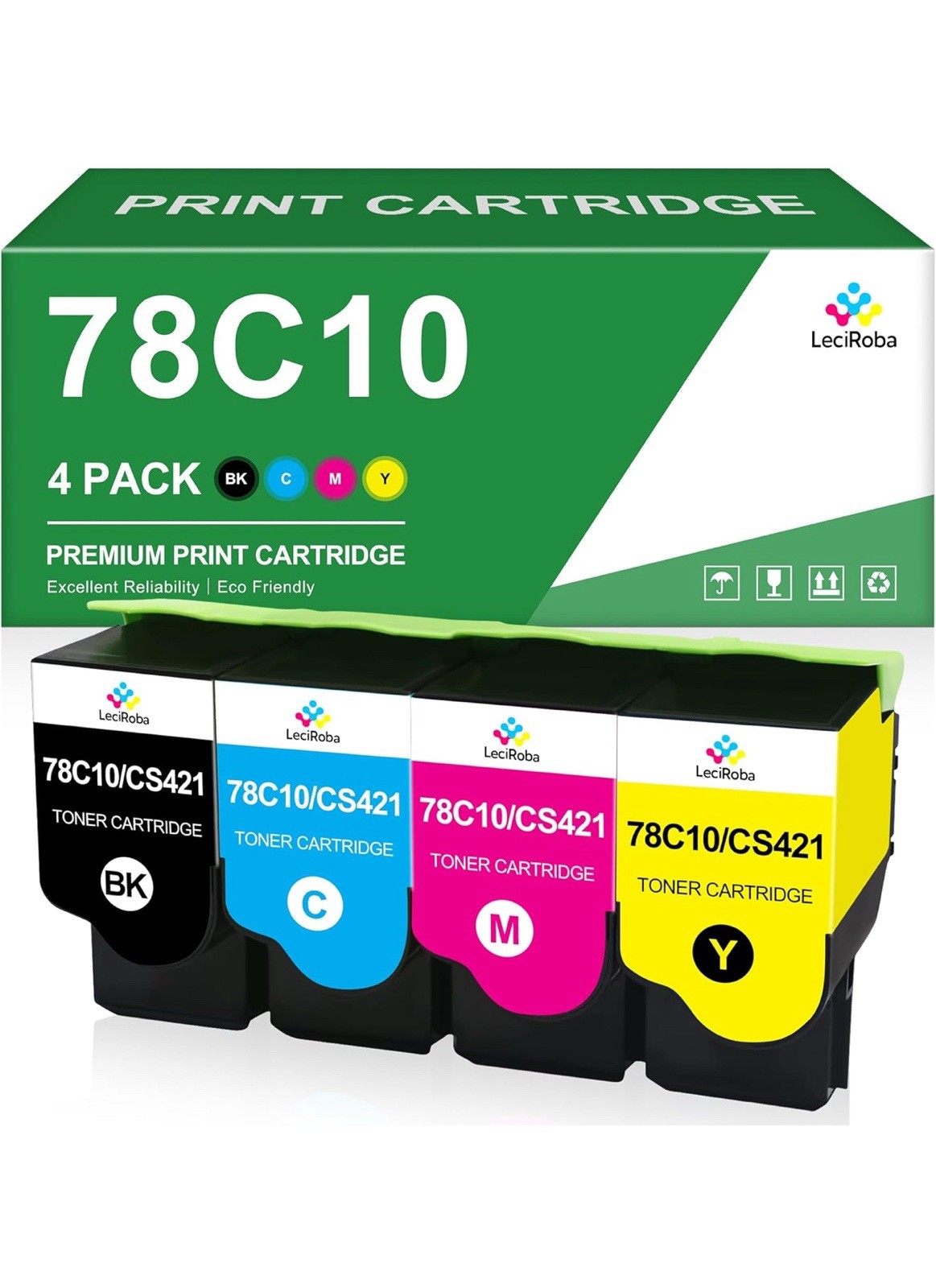 LeciRoba Replacement for Lexmark 78C10K0 78C10C0 78C10M0 78C10Y0 78C10 Toner ...