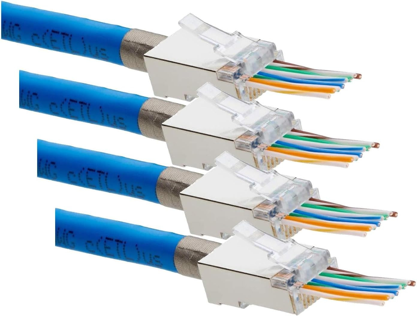 trueCABLE Cat6/6A RJ45 Pass Through Modular Plugs, Shielded (STP) External Groun