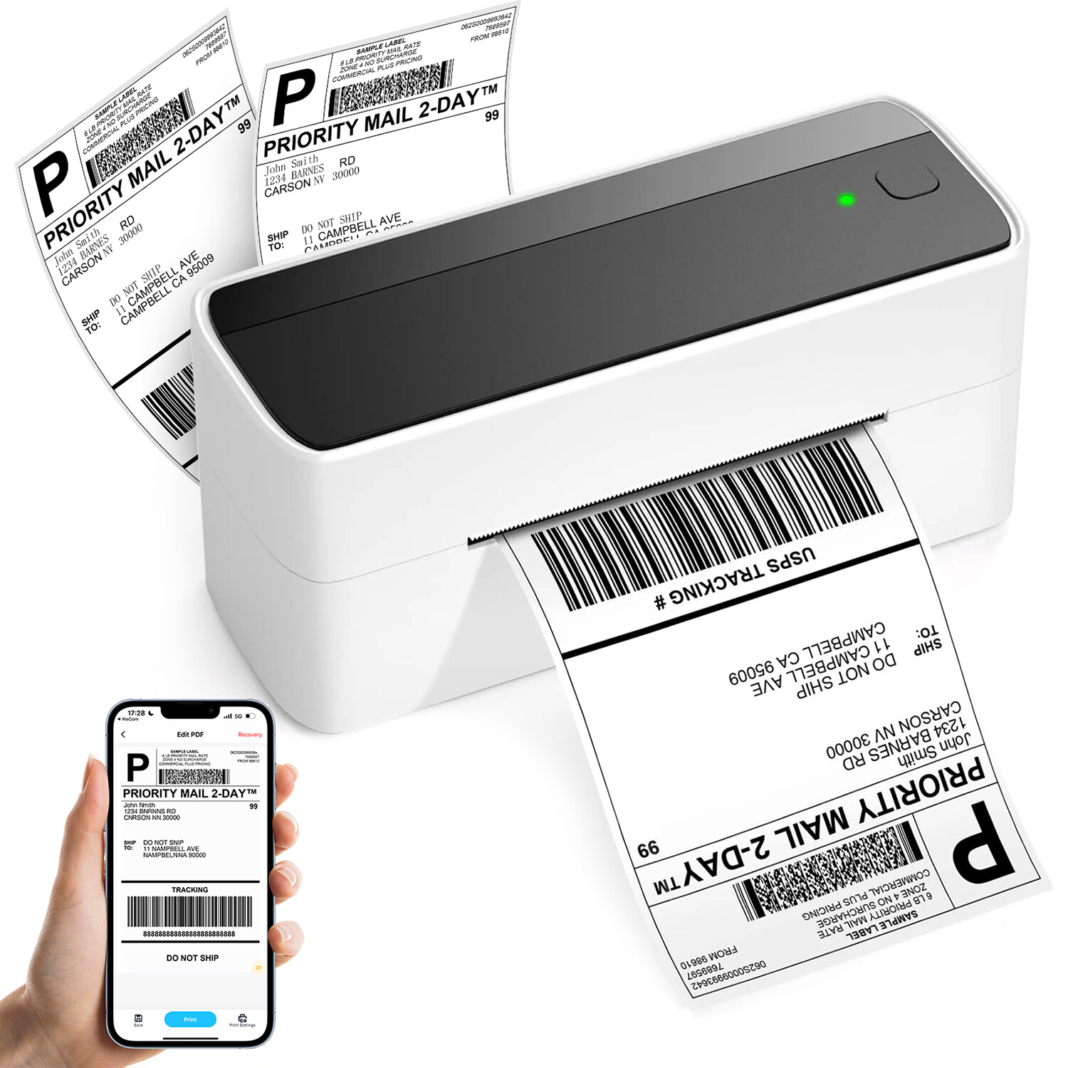 Phomemo PM-241-BT Shipping Labels Printer 4x6 Label Printer Thermal Printer UPS