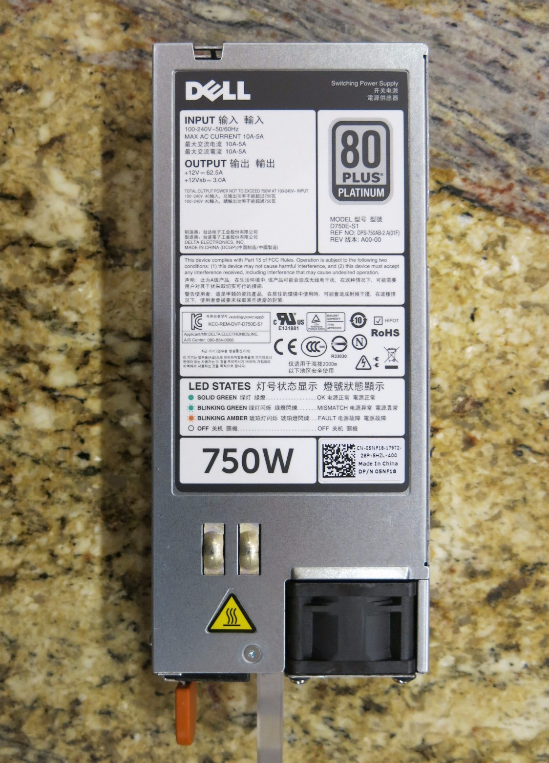 Dell Platinum 750W PSU 5NF18 T320 T420 R520 R620 T620 R720 R720xd R820 R920 QTY