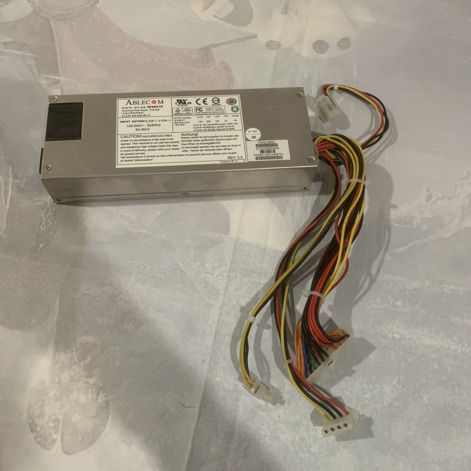 Ablecom SP262-1S SuperMicro PWS-0055 260W Switching Power Supply 24-PINS