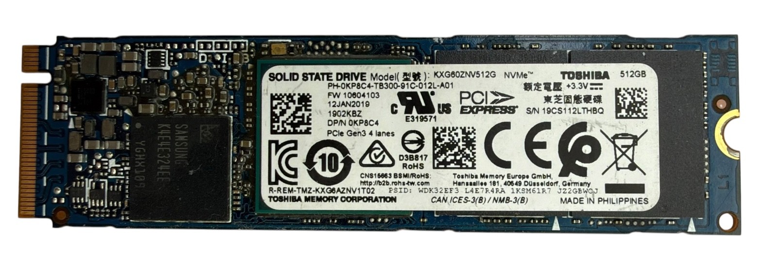 Toshiba KXG60ZNV512G  512GB NVMe SSD Solid State Drive