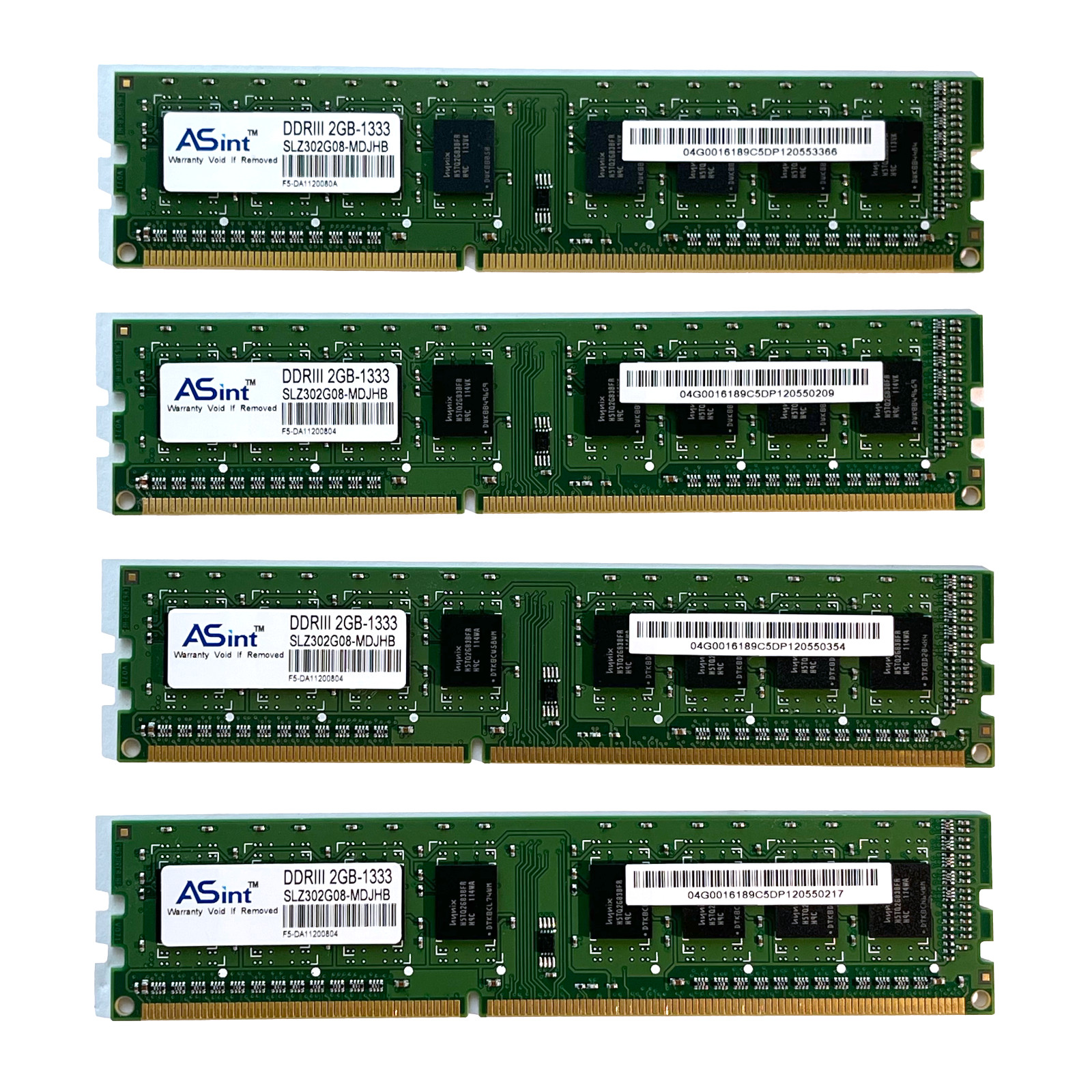 Lot of 4 ASint 2GB DDR3 RAM 1333MHz SLZ302G08-MDJHB PC3-10600 240-Pin Desktop
