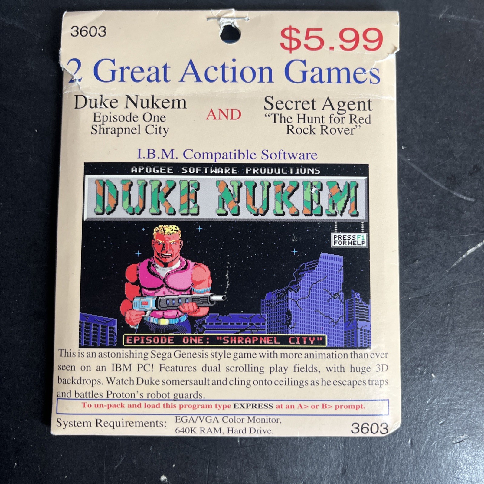 Vintage Duke Nukem - Shrapnel City - Express Software Computer Game 3.5 Floppy