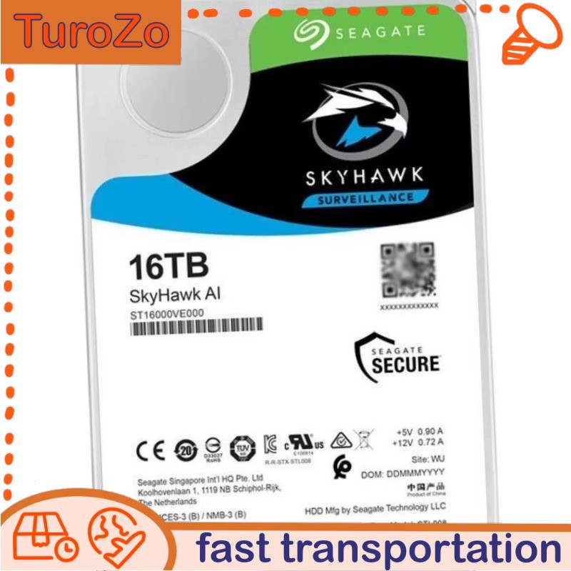 NewSeagate SkyHawk AI ST16000VE000 16TB 7200RPM 3.5" 256MB SATA 6Gb CMR HDD