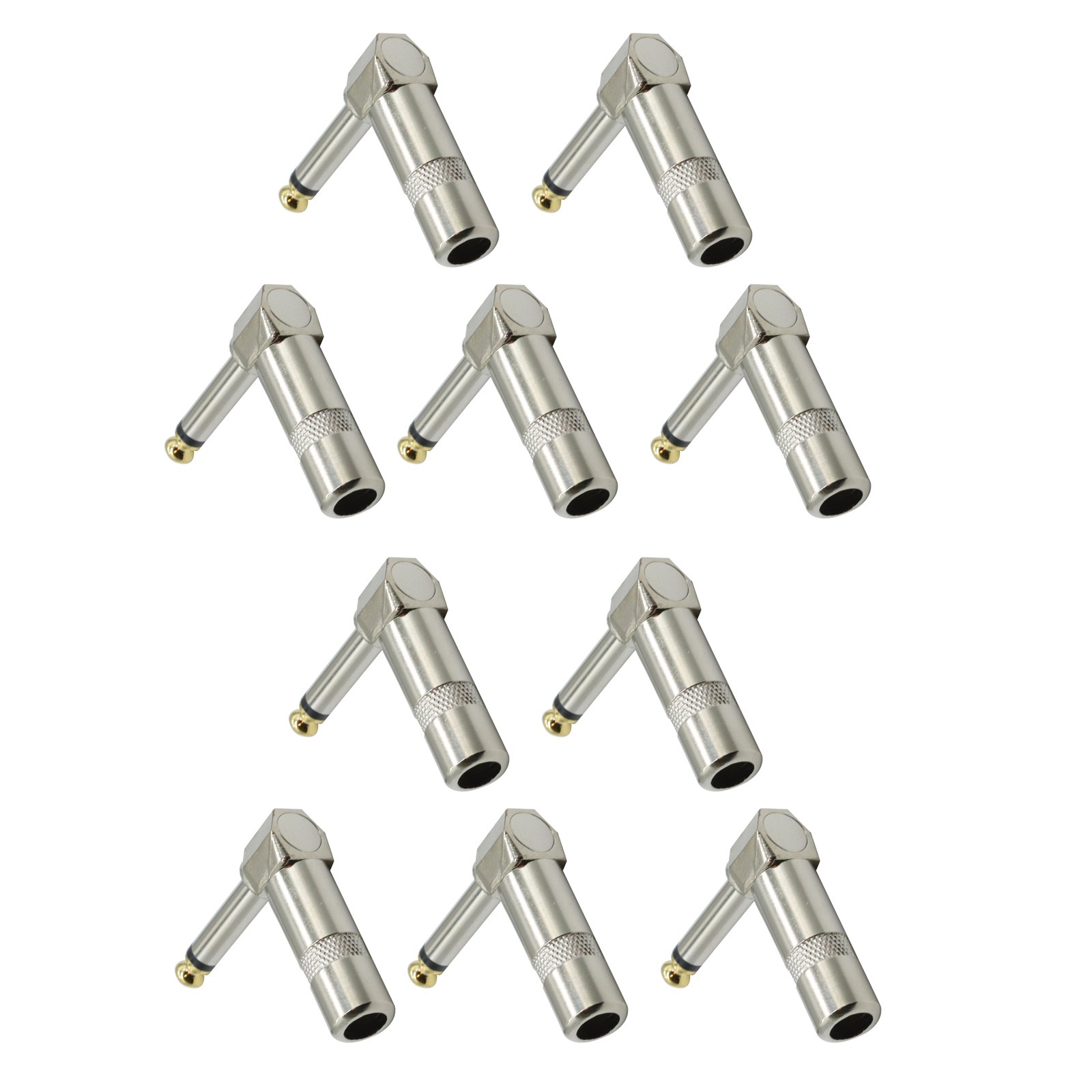 10pcs 90 Degree microphone Adapter Plug 1/4 in TS Male To 1/4 in Jack Male