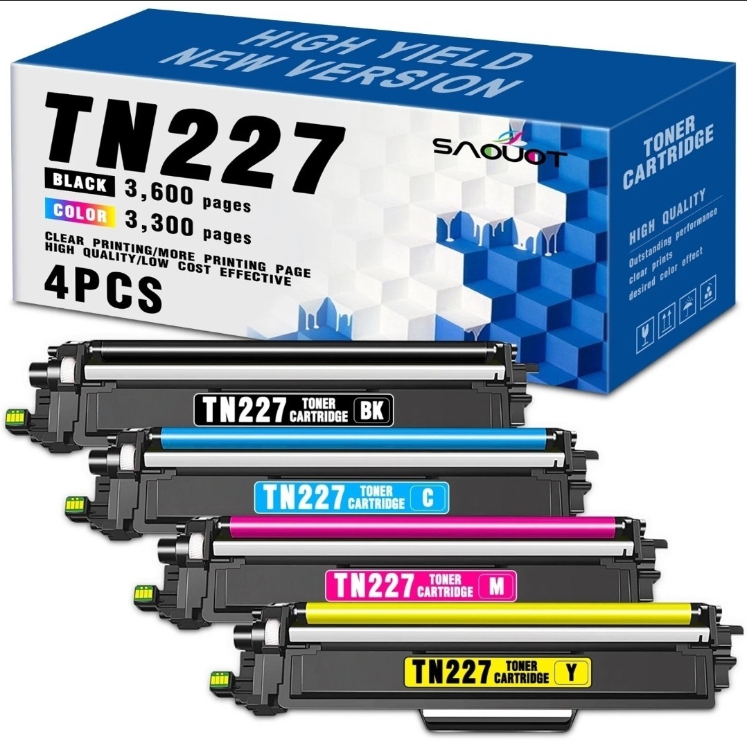 TN-227BK/C/M/Y Toner Cartridge for Brother MFC-L3770CDW HL-L3270CDW (4 Pack)