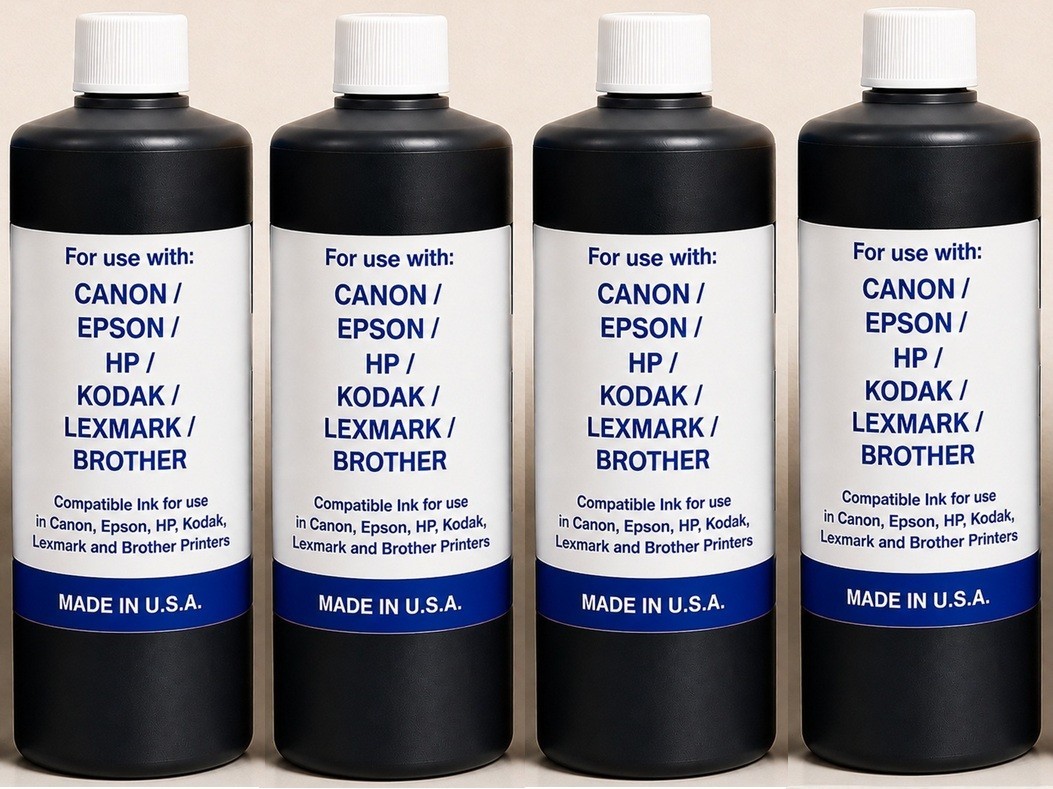 4 LITERS PREMIUM BLACK INK REFILL FOR HP CANON BROTHER LEXMARK INKJET CARTRIDGE