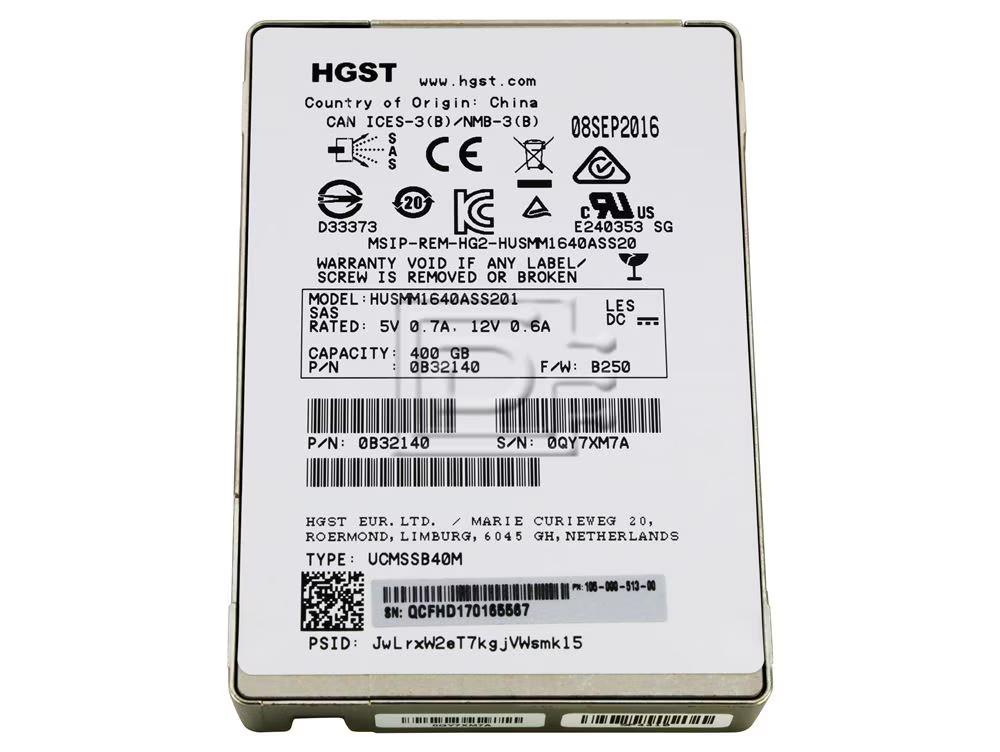 HGST / Hitachi HUSMM1640ASS201 400GB SSD 2.5" SAS 12Gbps WI Solid State Drive