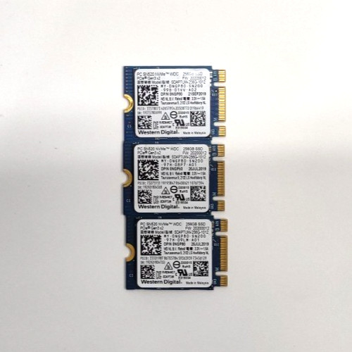 Lot of 3 Western Digital SN520 256GB NVMe 2230 M.2 PCIe SDBPTPZ-256G TH539