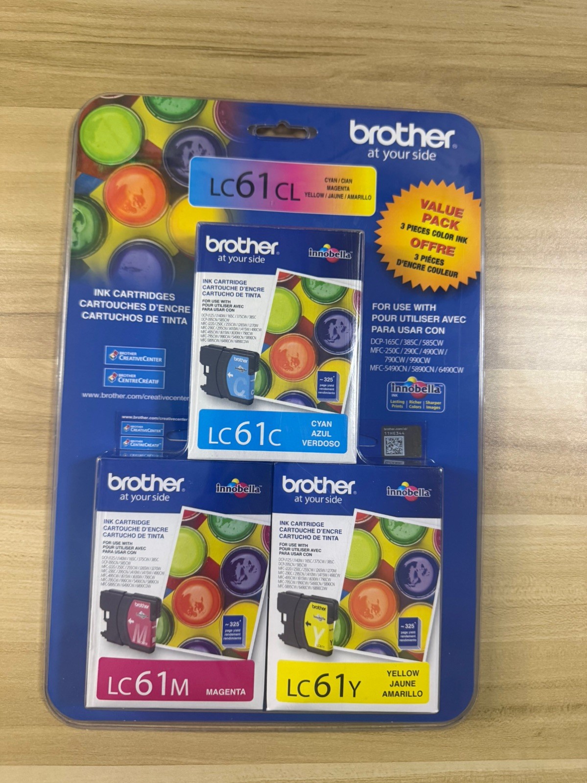 Brother LC61CL Ink Cartridges Three Pack CYAN MAGENTA YELLOW  Exp 8/2018 NEW