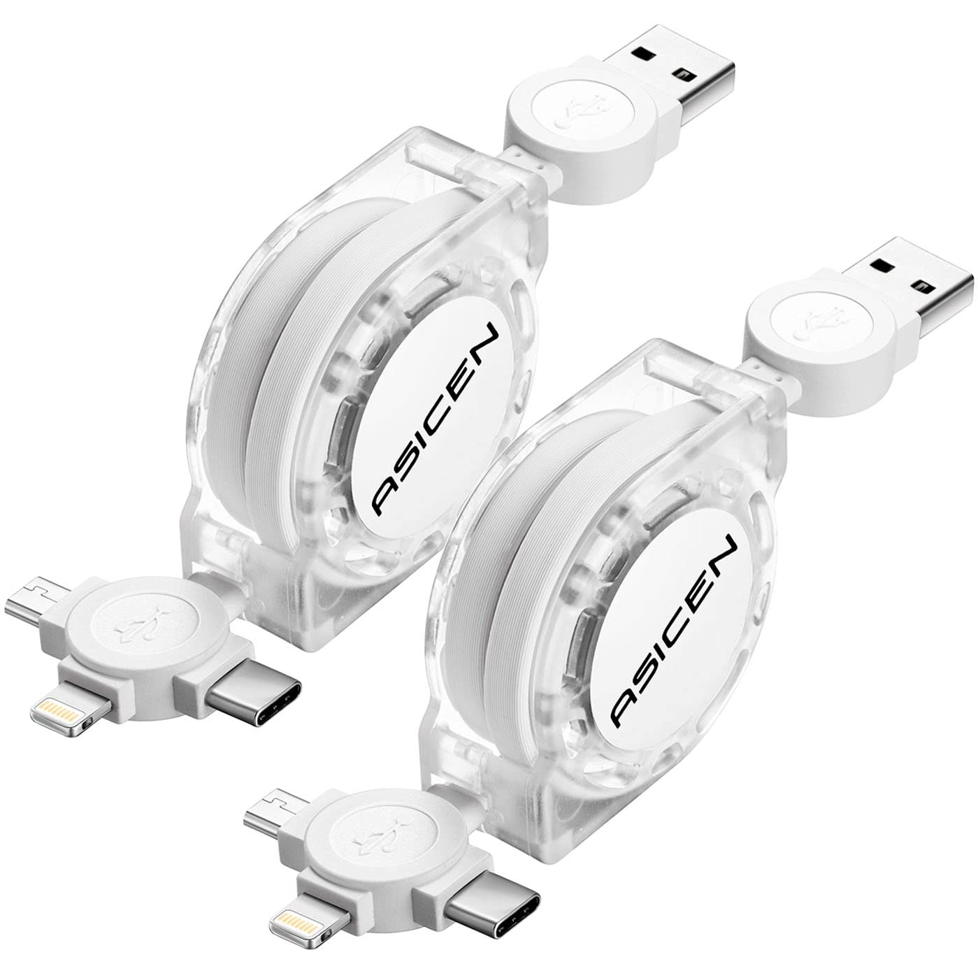 3 in 1 Retractable Multi Charging Cable, 2Pack Multi Fast Charging Cord