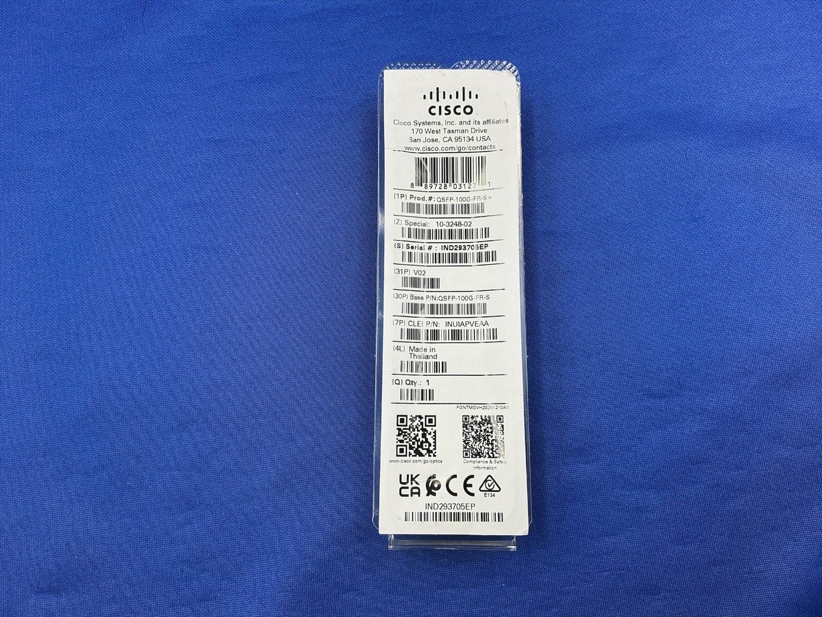 NEW QSFP-100G-FR-S CISCO 100GBASE-FR1 QSFP  2km over SMF Transceiver