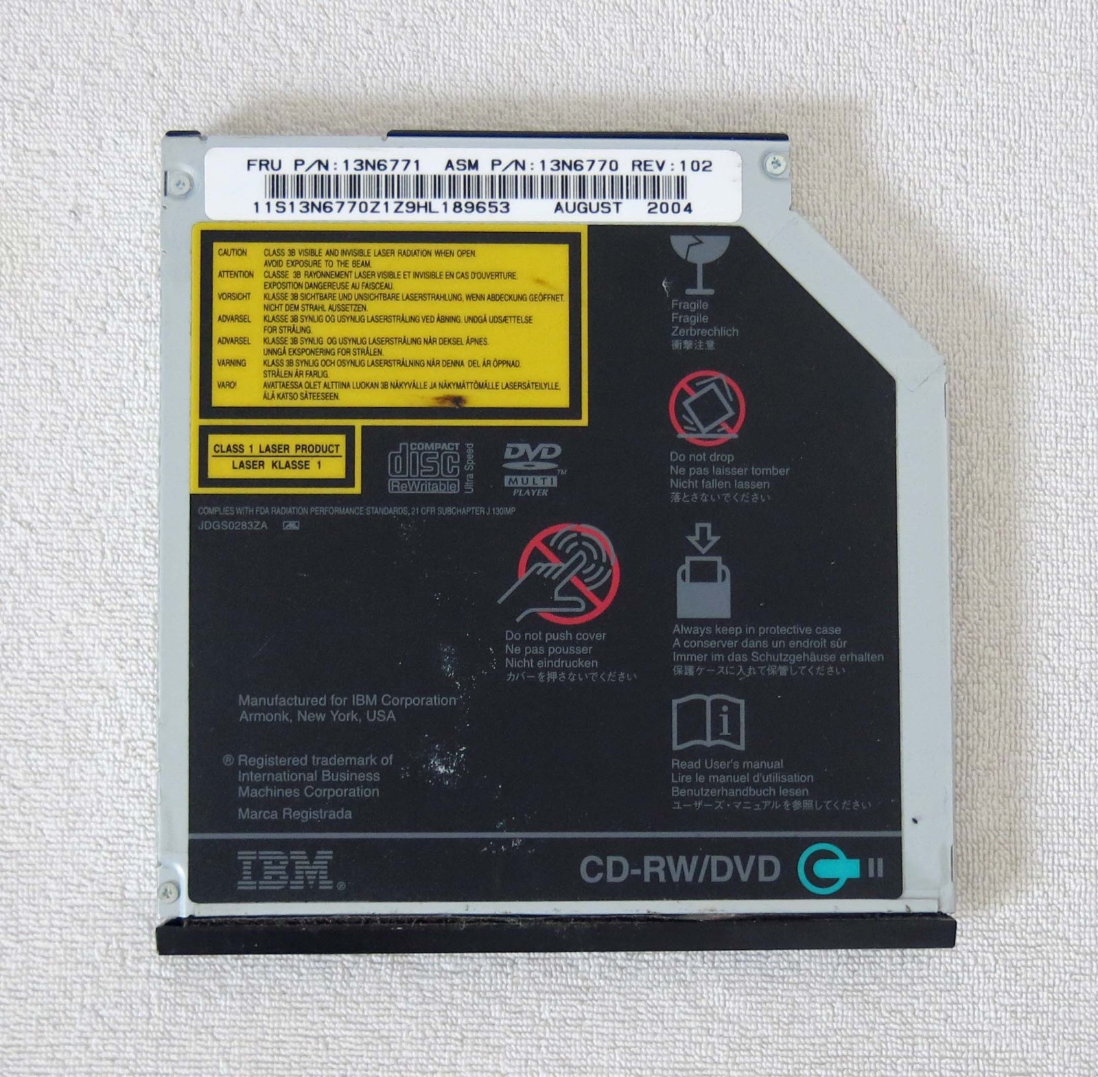 IBM DVD/CD-RW Optical Drive  |  ThinkPad  |  UJDA755