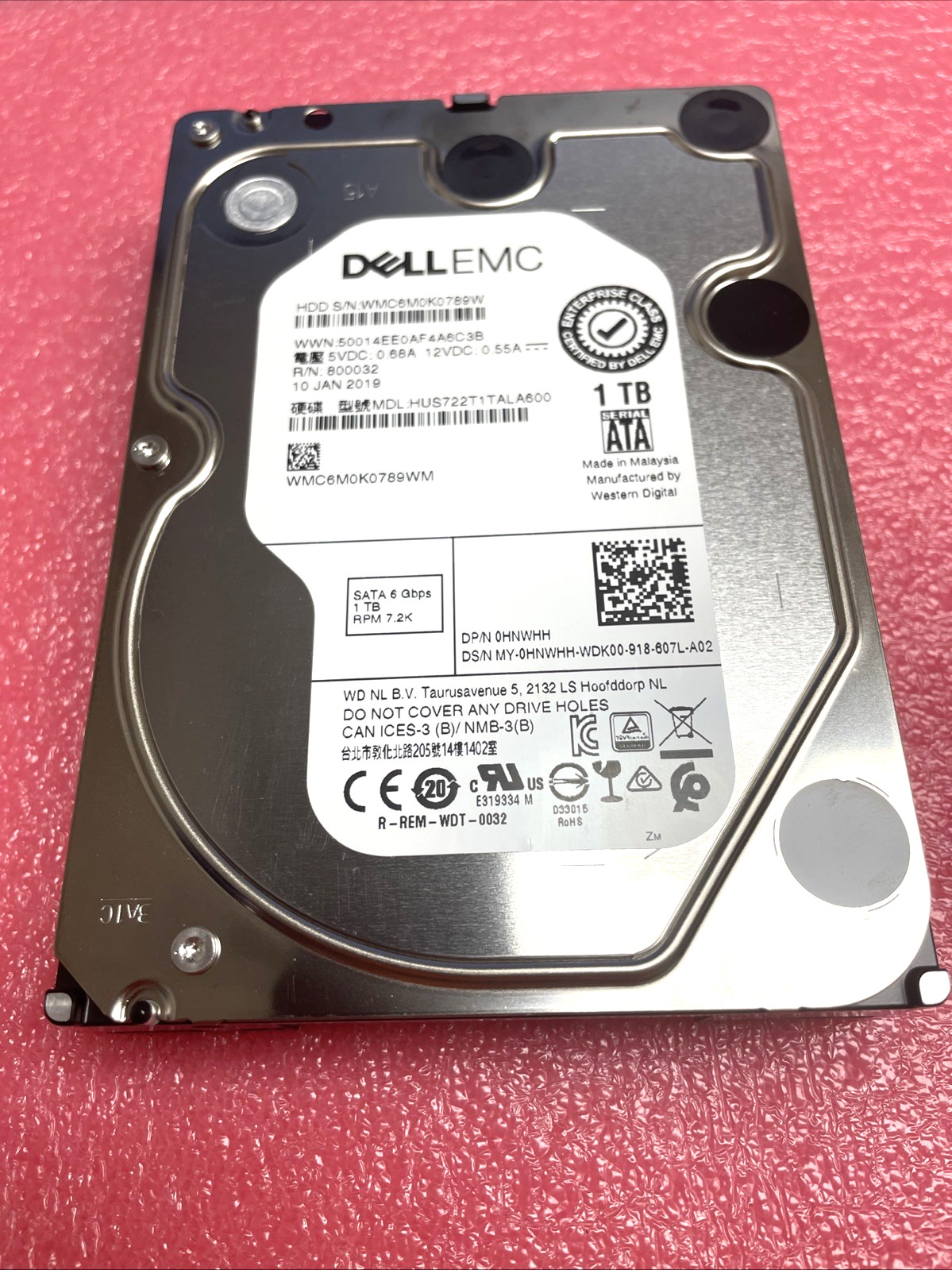 GENUINE Dell EMC 3.5" 1TB SATA 6Gb/s 7.2K RPM HUS722T1TALA600 / USED