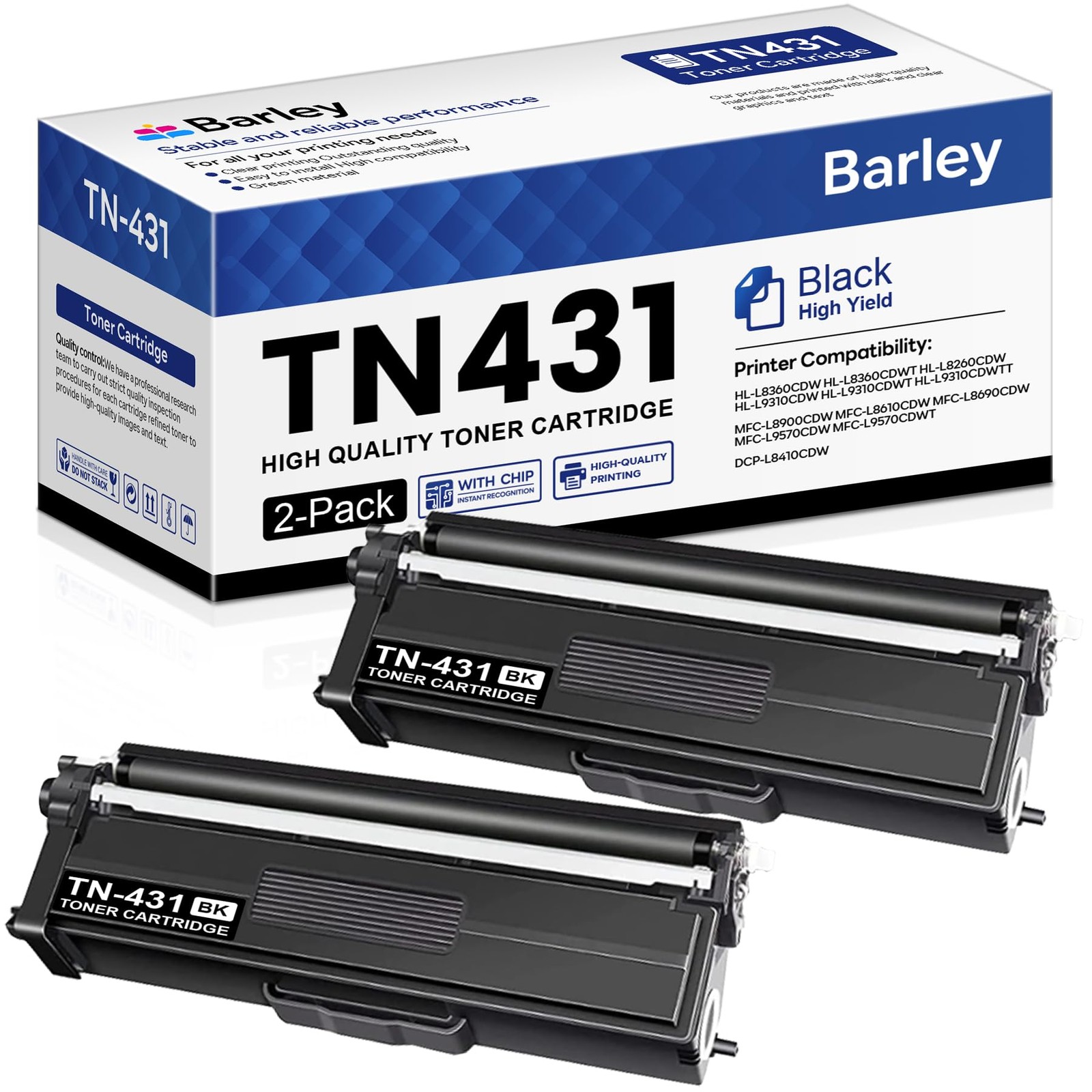 TN-431 Black Toner Cartridge 2-Pack for Brother MFC-L8900CDW HL-L8360CDW