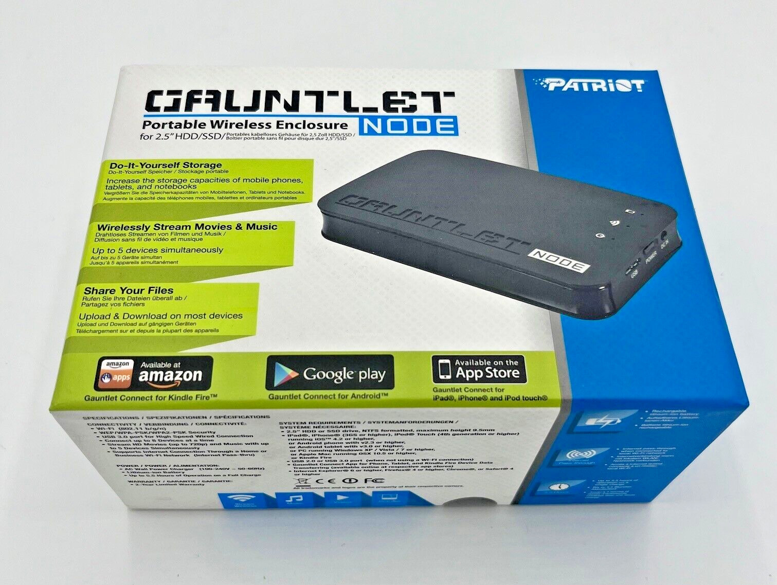 Gauntlet Node PCGTW25S Portable Wireless Enclosure for 2.5-Inch HDD /SSD SEALED