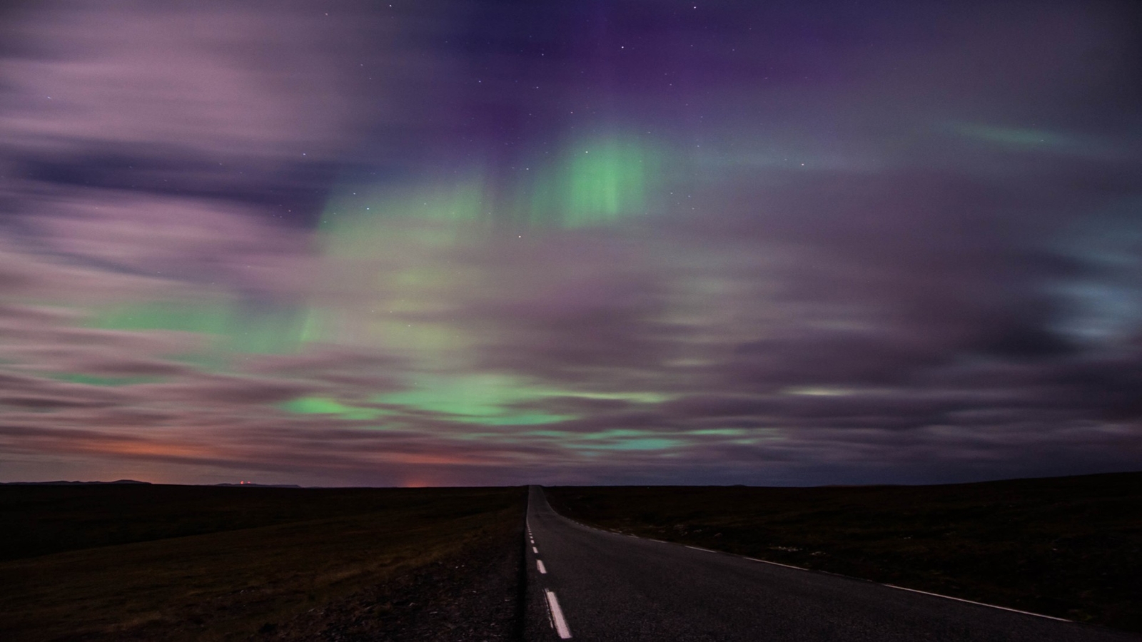 Landscape road night aurorae asphalt long sky outdoors Custom Gaming Mat Desk
