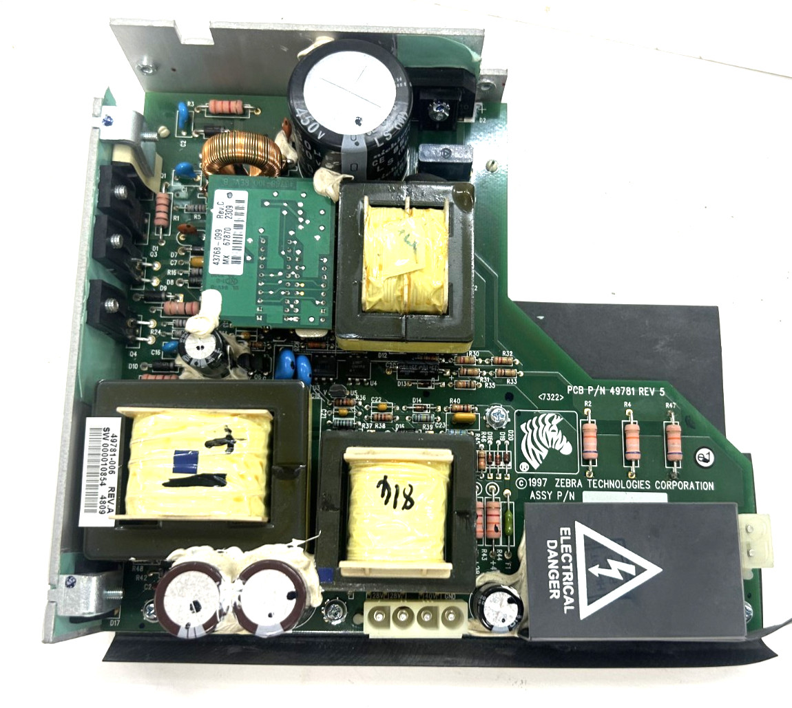 ZEBRA TECHNOLOGIES INTERNAL POWER SUPPLY CIRCUIT BOARD 49781-006 REV A