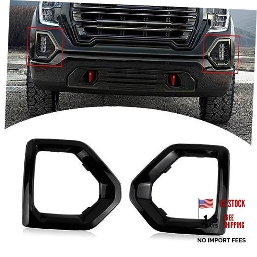 1 Pair Front Fog Light Bezel Cover Exterior Trim Replacement Compatible Black
