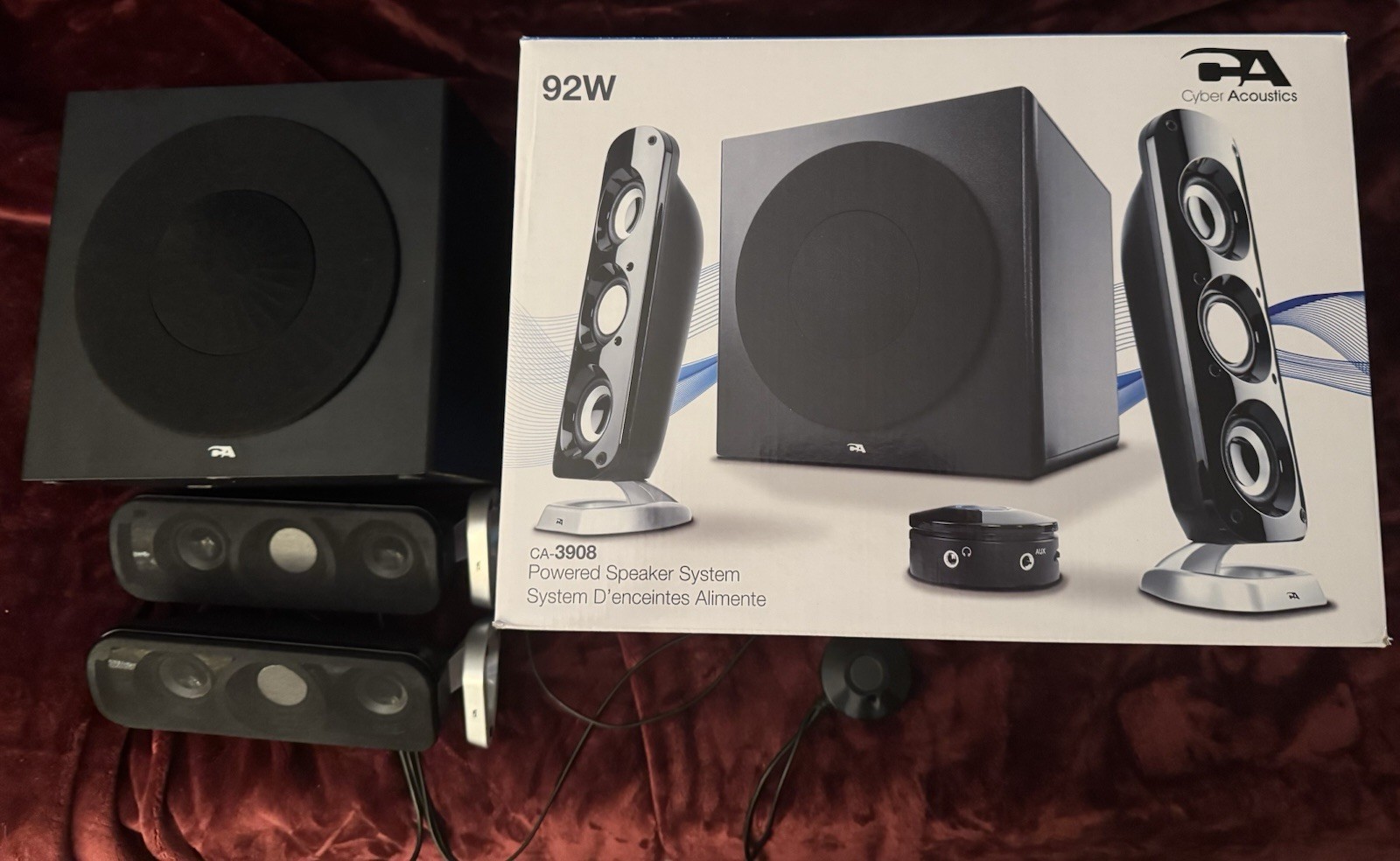 Cyber Acoustics CA-3908 2.1 Speaker System — 92W Subwoofer — Used — Original Box