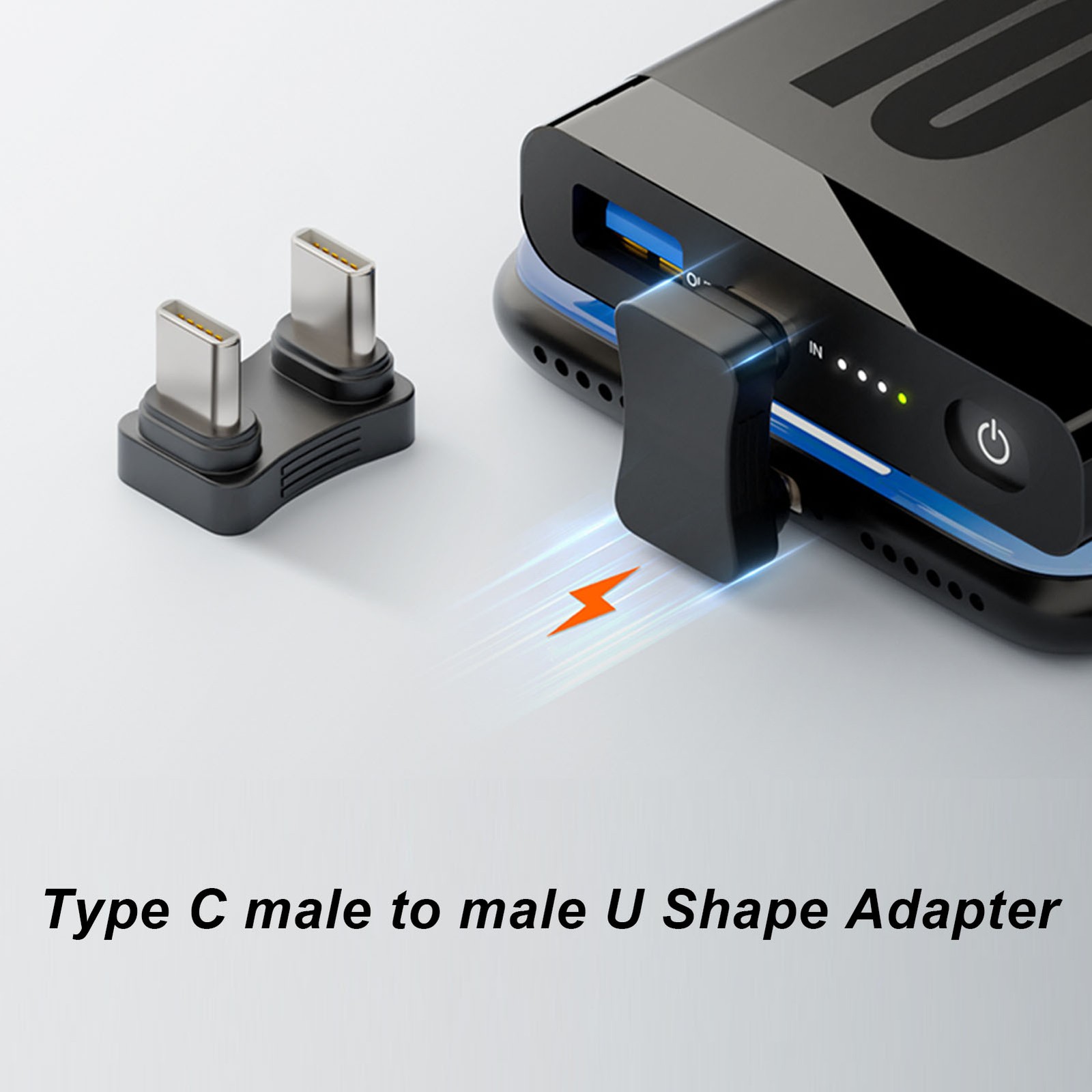 5 Pcs Type C U Shape Adapter Male To Male 65W PD Fast Charging 480Mbps Type C