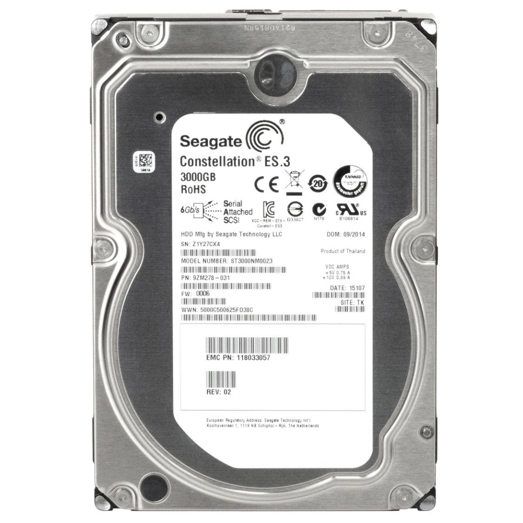 EMC Seagate 3TB 7.2K SAS Enterprise HDD 118033057 ST3000NM0023