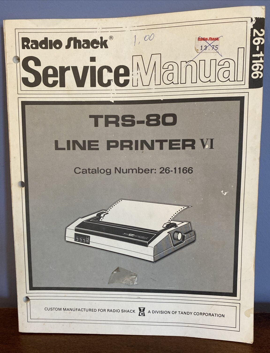 Vintage Original Radio Shack TRS-80 Line Printer VI Service Manual 26-1166  1981