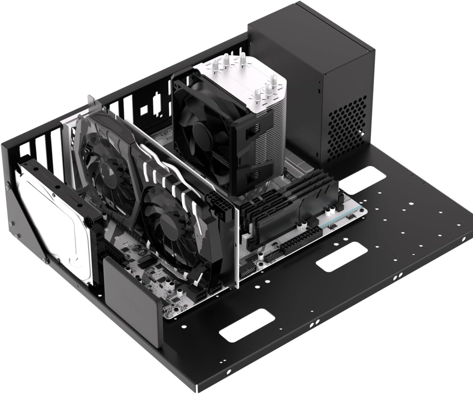 Open Air PC Case, ATX EATX Micro ITX Support, DIY Computer Chassis, Black