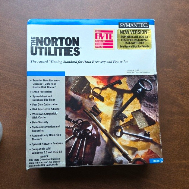Symantec Norton Utilities 6.01 Utility Suite for DOS 5.0/Windows 3.0 Floppy