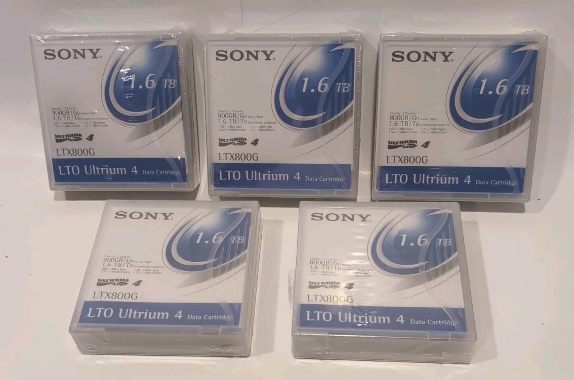 Lot of 5 Sony LTX800G LTO 4 Ultrium 800 GB / 1.6TB TB Data Cartridge NEW SEALED
