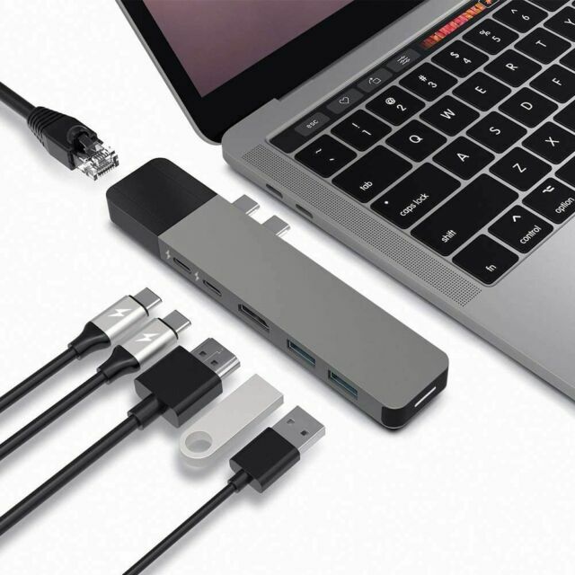 Hyper Drive USB C Hub 6-in-2 Multiport Adapter for MacBook Pro