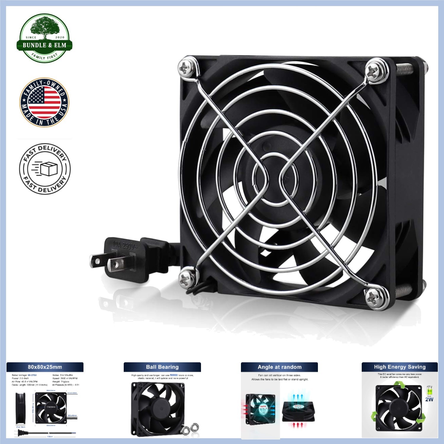 High Efficiency 80mm Axial Fan, 2W Power, Compatible with Various Devices