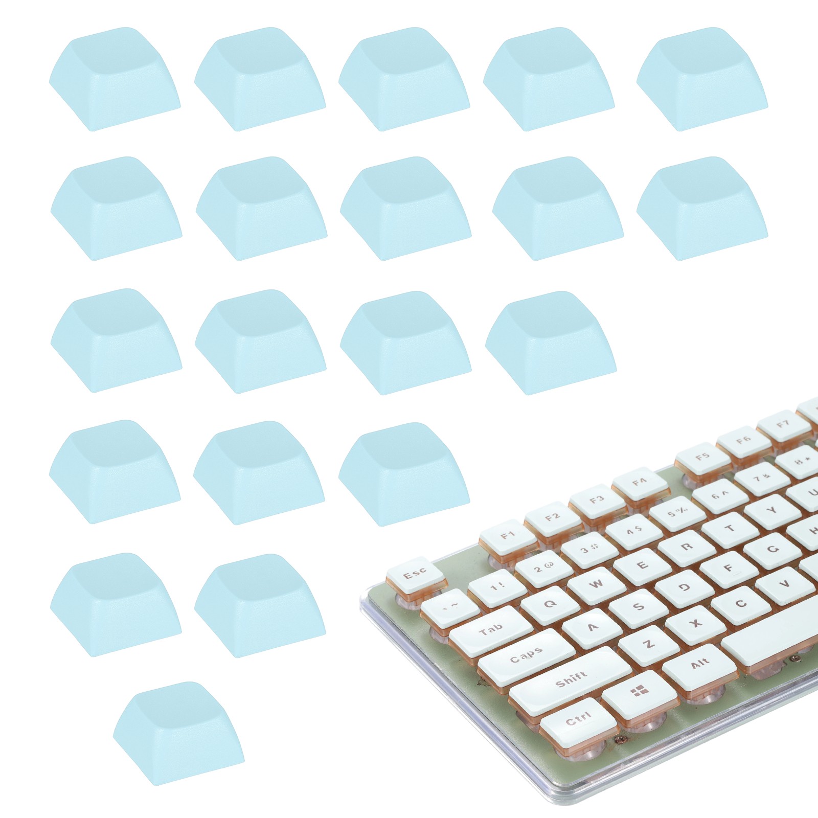 20Pcs XDA Profile Keycap Set PBT Mechanical Numeric Keypads, Light Blue