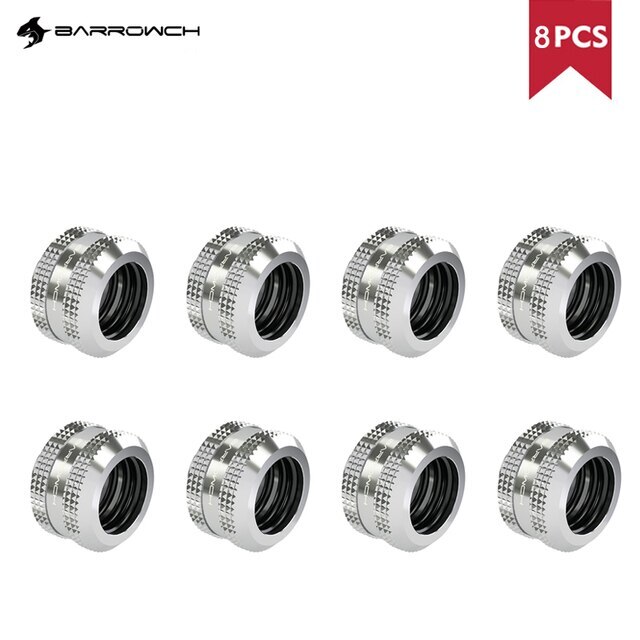Barrowch 8 Pcs OD14mm Hard Tube Fittings G1/4" Brass Adapter FBYKN V1 Series